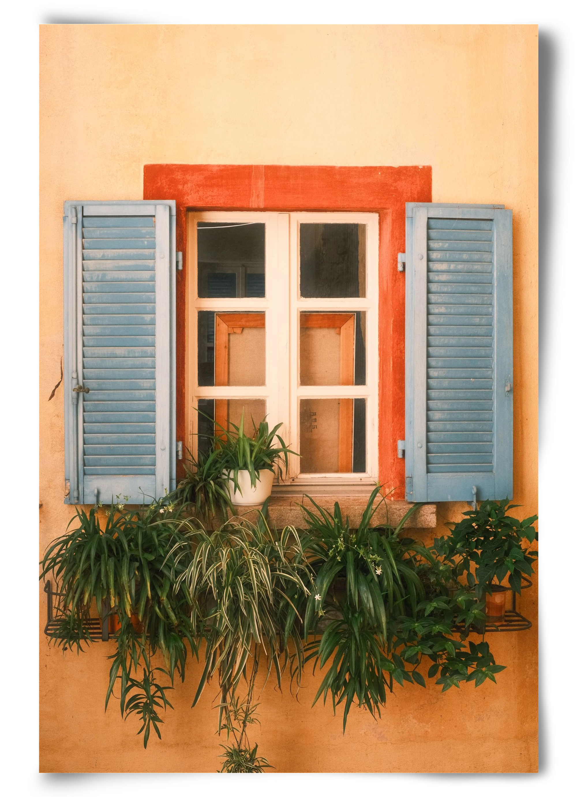 Virágos mediterrán ablak Gandria szigetén – Lugano, Svájc, 60x90 cm, Keret nélkül