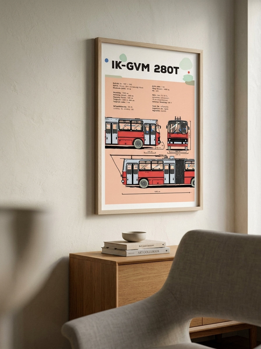 Framed technical illustration poster — Lifestyle - Home | Generated by Modelize